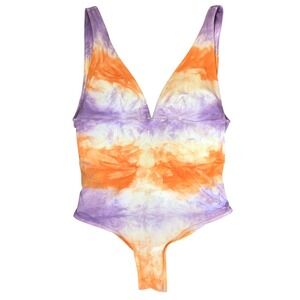 Entreaguas Tie Dye One Piece Swimsuit Purple Orange V-Neck Medium Colombia